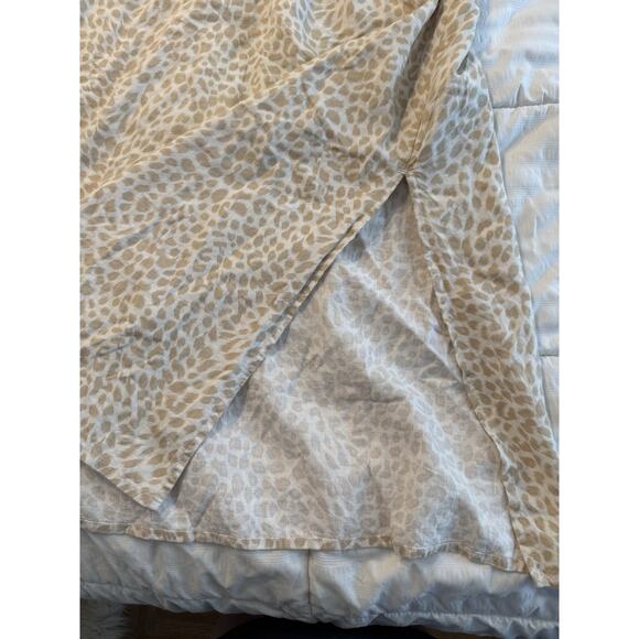 Gap Beige Linen Blend Midi Dress Tank Cheetah Leopard Beige Tan Cream Women's 10 - Picture 4 of 9